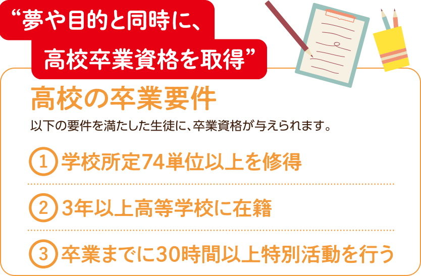 夢や目的と同時に高校卒業資格を取得